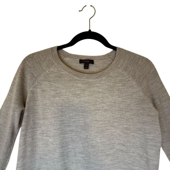 J. Crew Gray Merino Wool Three Quarter Sleeve Sweater Sz S Preppy, Lt Academia - Picture 3 of 10